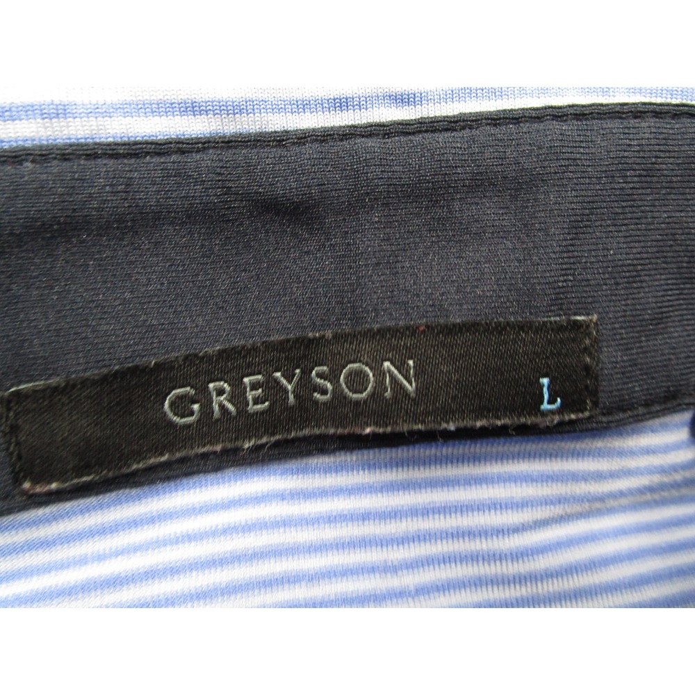 Greyson Mens Talking Rock Golf Polo Shirt Blue Stripe Size Large Performance L - Picture 3 of 10